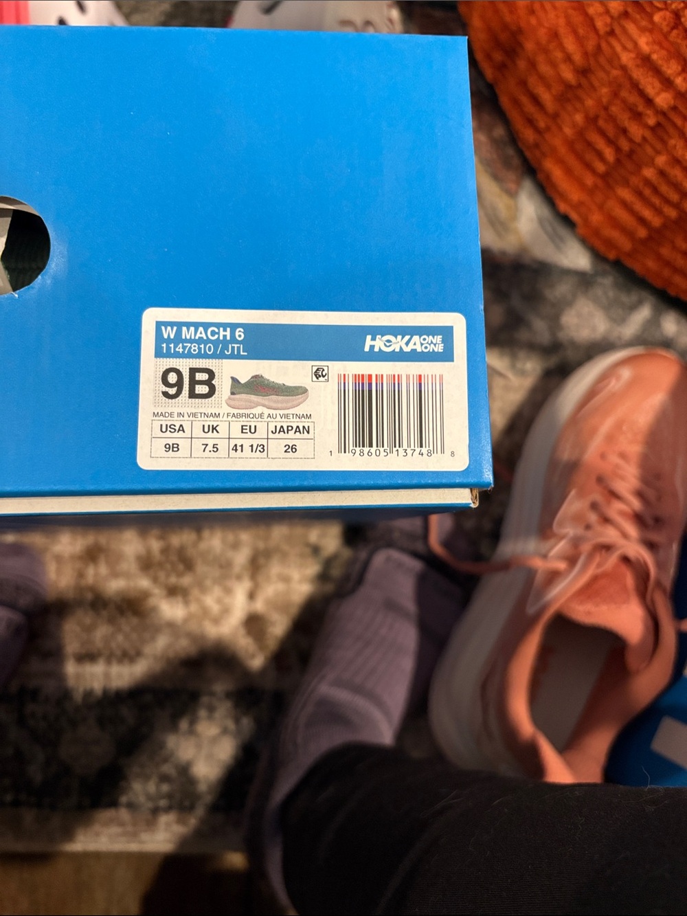 HOKA Women’s Mach 6 Sneaker -Green and Pink- New